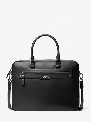 Aktówka Męskie Michael Kors Varick Large Leather Czarne | PL2129WNG