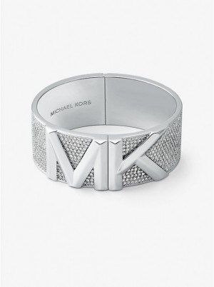 Bransoletka Bangle Damskie Michael Kors Mott Precious Metal-Plated Brass Pavé Srebrne | PL1496ILE