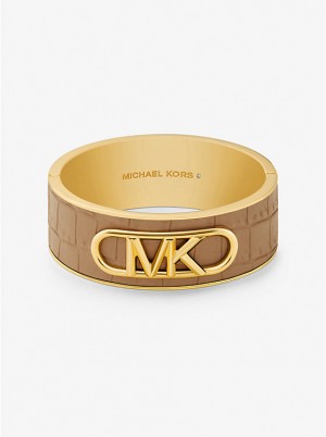 Bransoletka Bangle Damskie Michael Kors Precious Metal-Plated Brass and Crocodile Embossed Empire Logo Beżowe | PL1499TCY