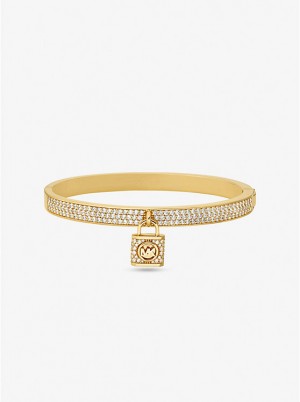 Bransoletka Bangle Damskie Michael Kors Precious Metal-Plated Brass Pavé Lock Złote | PL1505WNS