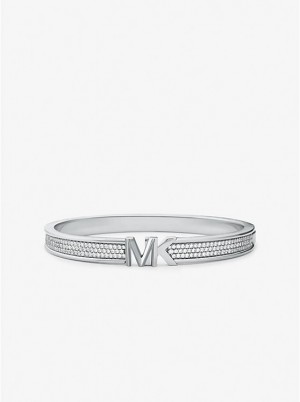 Bransoletka Bangle Damskie Michael Kors Precious Metal-Plated Brass Pavé Logo Srebrne | PL1507RVF