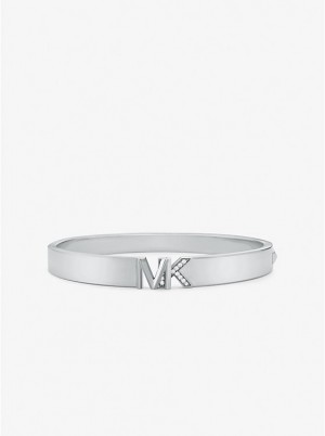 Bransoletka Bangle Damskie Michael Kors Precious Metal-Plated Brass Pavé Logo Srebrne | PL1509YXH