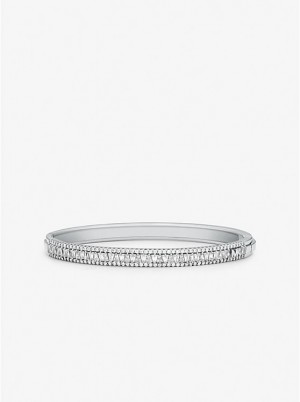 Bransoletka Bangle Damskie Michael Kors Precious Metal-Plated Sterling Silver Pavé Srebrne | PL1510UZJ