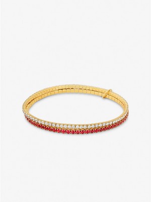 Bransoletka Damskie Michael Kors Precious Metal-Plated Brass Two-Tone Double Wrap Tennis Koralowe | PL1529MQO