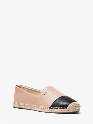 Buty Płaskie Damskie Michael Kors Kendrick Leather Slip-On Espadrille OYSTER/BLK | PL1693LIA