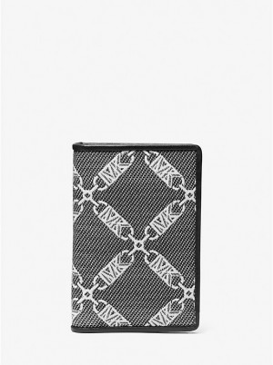 Etui na Karty Męskie Michael Kors Hudson Empire Logo Jacquard Bi-fold Czarne | PL2152NWA