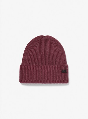 Kapelusz Męskie Michael Kors Ribbed Knit Beanie CORDOVAN | PL2051NWK