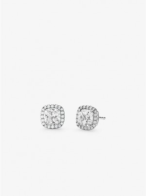 Kolczyki Damskie Michael Kors Precious Metal-Plated Sterling Silver Pavé Stud Srebrne | PL1550YXE