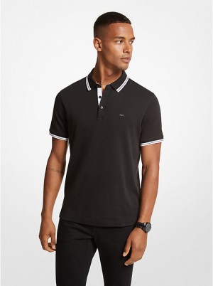 Koszulka Polo Męskie Michael Kors Greenwich Cotton Czarne | PL2204NWO