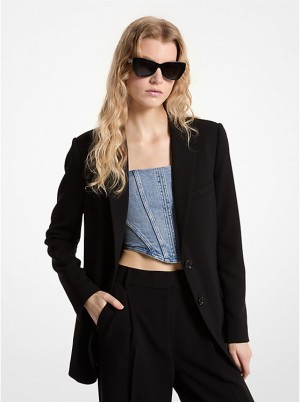 Kurtka Damskie Michael Kors Crepe Boyfriend Blazer Czarne | PL1357PJM