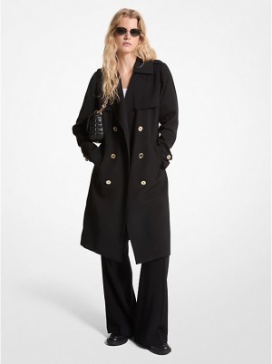 Kurtka Damskie Michael Kors Draped Woven Trench Coat Czarne | PL1362GSR