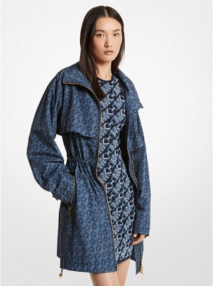 Kurtka Damskie Michael Kors Empire Signature Logo Print Woven Anorak MIDNIGHTBLUE | PL1366LII