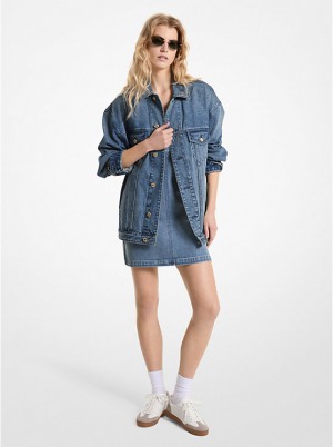 Kurtka Damskie Michael Kors Oversized Denim Niebieskie Niebieskie | PL1396RVA