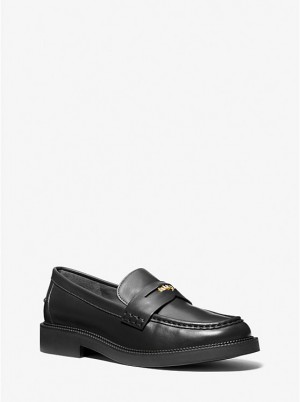 Loafersy Damskie Michael Kors Eden Leather Czarne | PL1706YXB