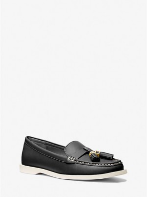 Loafersy Damskie Michael Kors Kiernan Leather Czarne | PL1709EBM