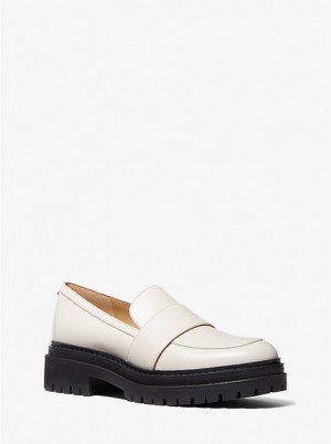 Loafersy Damskie Michael Kors Parker Leather Kremowe | PL1712QME