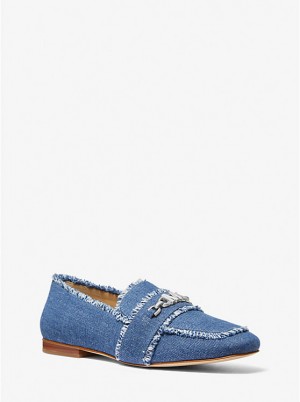 Loafersy Damskie Michael Kors Tiffanie Frayed Denim DENIM | PL1715RVY