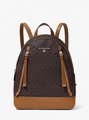 Plecak Damskie Michael Kors Brooklyn Medium Logo BRN/ACORN | PL1070KOO