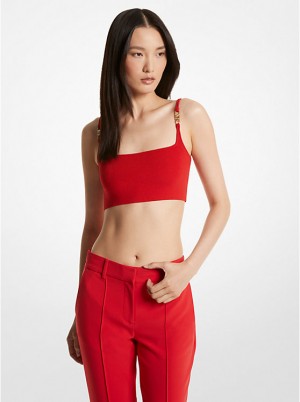 Podkoszulka Damskie Michael Kors Ribbed Stretch Knit Cropped Czerwone | PL1482CTH