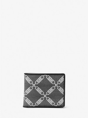 Portfel Męskie Michael Kors Hudson Empire Logo Jacquard Billfold Czarne | PL2161LIZ