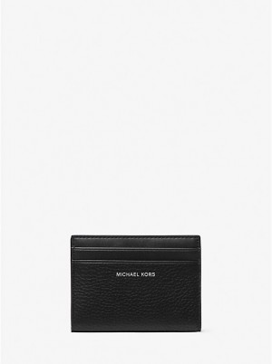 Portfel Męskie Michael Kors Hudson Pebbled Leather Bifold Czarne | PL2164HAV