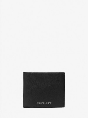 Portfel Męskie Michael Kors Hudson Pebbled Leather Billfold Czarne | PL2165GSB