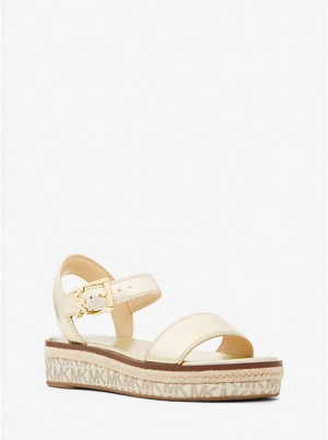 Sandały Damskie Michael Kors Richie Metallic and Logo Platform Espadrille Złote | PL1948BEV