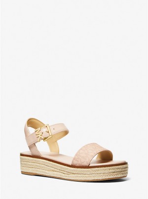 Sandały Damskie Michael Kors Richie Smooth and Logo Platform Espadrille BALLET | PL1950CTN