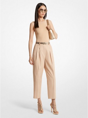 Spodnie Damskie Michael Kors Cotton Blend Twill Cropped BUFF | PL1428BEH