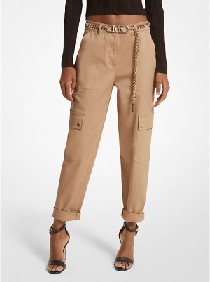 Spodnie Damskie Michael Kors Stretch Organic Cotton Cargo Ciemny | PL1445UZY