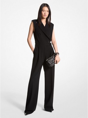 Sukienka Damskie Michael Kors Crepe Double-Breasted Jumpsuit Czarne | PL1286PJO