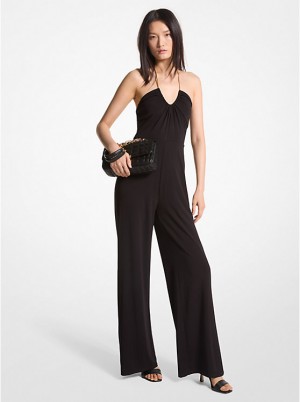 Sukienka Damskie Michael Kors Embellished Stretch Matte Jersey Halter Jumpsuit Czarne | PL1290YXD