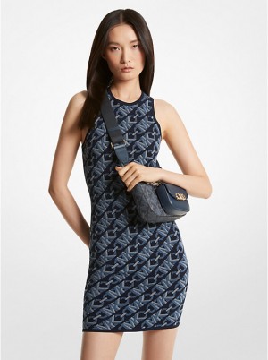 Sukienka Damskie Michael Kors Empire Signature Logo Jacquard Tank MIDNIGHTBLUE | PL1292RVG