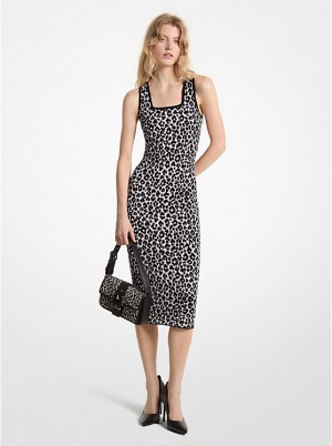 Sukienka Damskie Michael Kors Leopard Jacquard Knit ALUMINUM | PL1301YXB