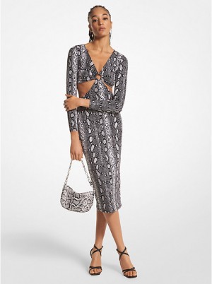 Sukienka Damskie Michael Kors Snake Print Matte Jersey Cutout Czarne | PL1336SGT