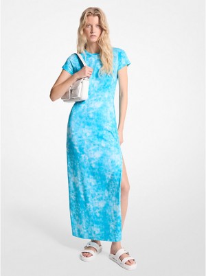 Sukienka Damskie Michael Kors Tie-Dyed Stretch Cotton Maxi Niebieskie | PL1344RVD