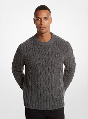 Sweter Męskie Michael Kors Cable Alpaca Blend ASH | PL2240OKK