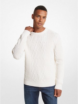 Sweter Męskie Michael Kors Cable Knit BONE | PL2241PJL