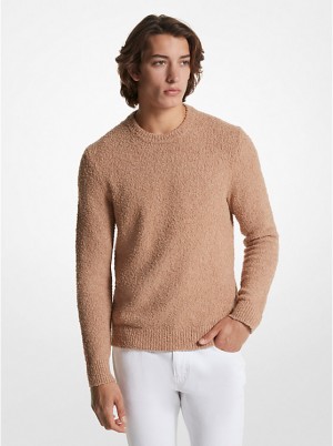 Sweter Męskie Michael Kors Organic Cotton Bouclé BUFF MELANGE | PL2252XYE