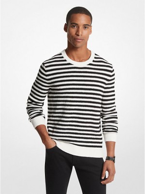 Sweter Męskie Michael Kors Striped Cotton Blend Czarne | PL2256NWU