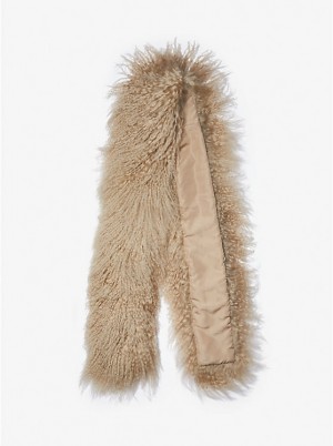 Szalik Damskie Michael Kors Dyed Mongolian Shearling CAMEL | PL1014CTU