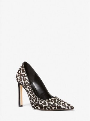 Szpilki Damskie Michael Kors Amara Leopard Print Calf Hair Czarne | PL1735BEM