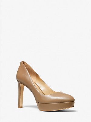 Szpilki Damskie Michael Kors Chantal Leather Platform CASHEW | PL1741VRT