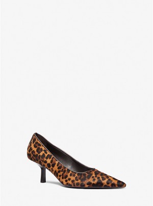 Szpilki Damskie Michael Kors Frankie Leopard Print Calf Hair CHESTNUT MULTI | PL1744ZUI