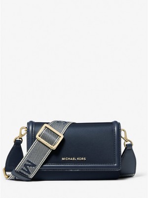 Torba Crossbody Damskie Michael Kors Jet Set Small Nylon Gabardine Smartphone Granatowe | PL1100DFS