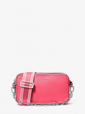 Torba Crossbody Damskie Michael Kors Jet Set Small Pebbled Leather Double-Zip Camera GERANIUM | PL1103HAG