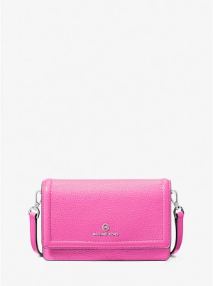 Torba Crossbody Damskie Michael Kors Jet Set Small Pebbled Leather Smartphone Convertible CERISE | PL1105KOJ