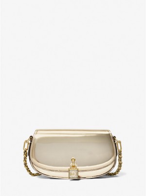 Torba Crossbody Damskie Michael Kors Mila Small Metallic Leather Złote | PL1123JPI