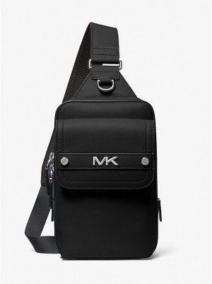 Torba Crossbody Męskie Michael Kors Varick Medium Leather Sling Pack Czarne | PL2124RVP