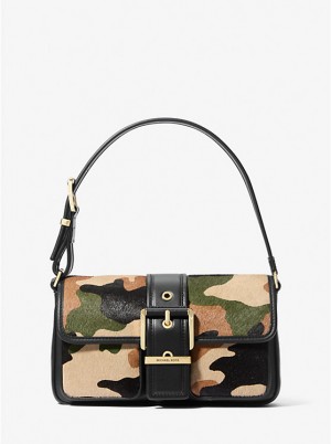 Torba na Ramię Damskie Michael Kors Colby Medium Camouflage Print Calf Hair Oliwkowe | PL1184ILG